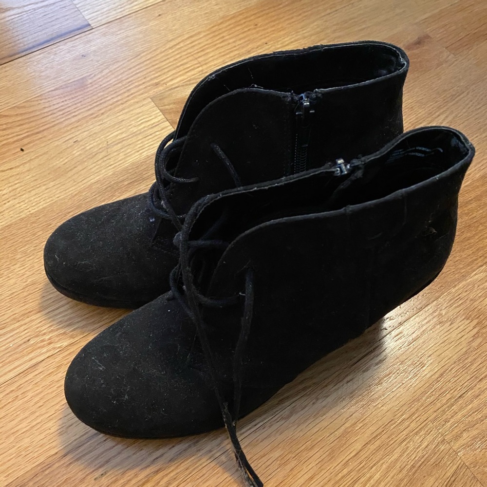 Wedge lace up booties